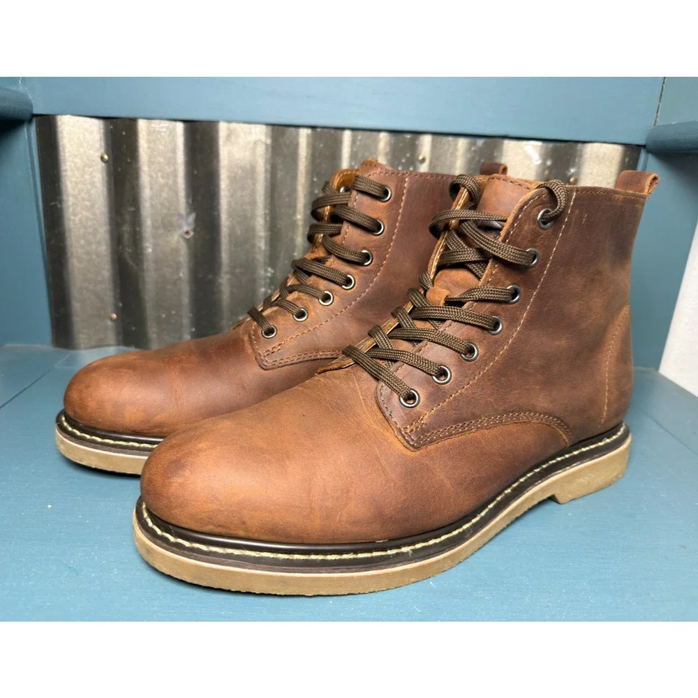 Golden Fox Footwear Boondocker Mens Service Boots Size 10 Brown Leather Lace-Up